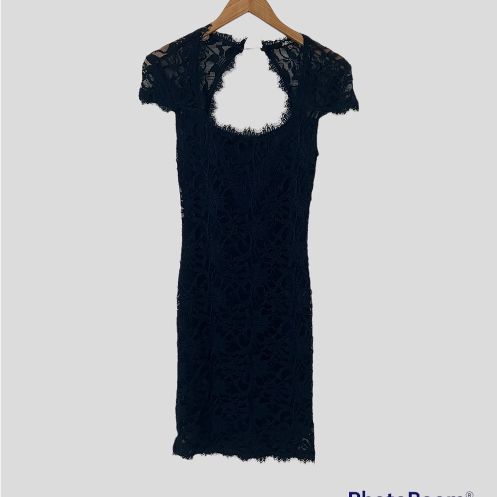 Navy blue lace mid length dress - small